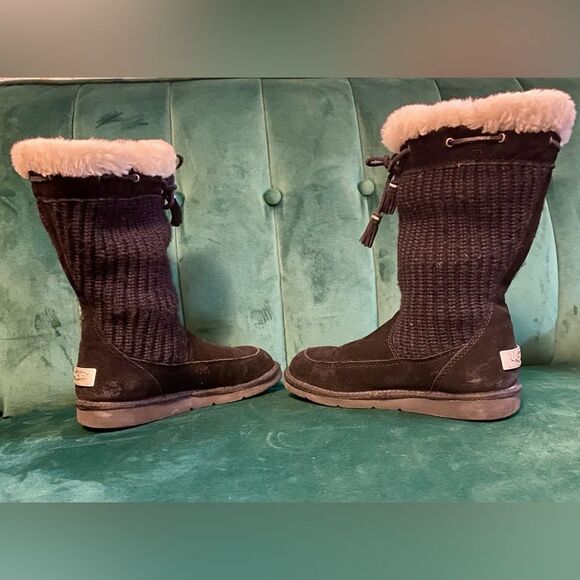 UGG Suburb Crochet Size 6 Suede Sweater Lined Boots - Picture 16 of 16